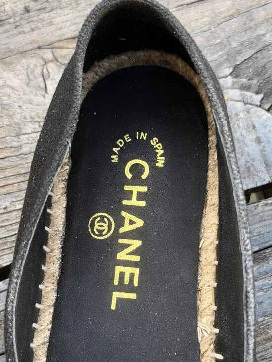 Chanel Espadrilles sz 41 Runs Small More like a 9 Black and Tan Cross Stitch - Picture 9 of 16